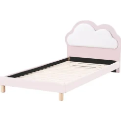 Beliani MAZOU - Eenpersoonsbed - Roze - 90 x 200 cm - Fluweel Discount