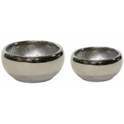 Mega Collections Bloempot Emperor - rond - zilver - D33 x H17 cm New