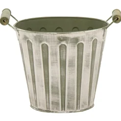 Mega Collections Emmer/plantenpot - zink - legergroen - D17 cm Online