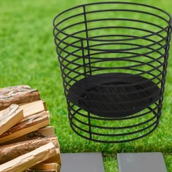 Mega Collections Vuurkorf - zwart - ijzer - D38 x H40 cm - rond Hot