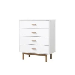 Loft24 Melanie - Commode met 4 laden in spaanplaat van wit eiken Clearance