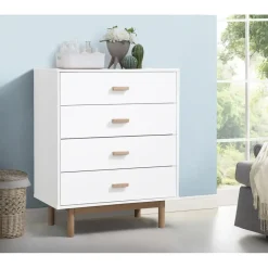 Loft24 Melanie - Commode met 4 laden in spaanplaat van wit eiken Clearance