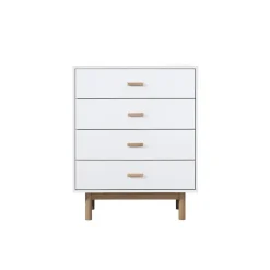 Loft24 Melanie - Commode met 4 laden in spaanplaat van wit eiken Clearance