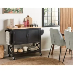Beliani MELE - Keukentrolley - Zwart - MDF Clearance