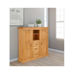 Loft24 Melissa - Kast met deuren en 3 laden in natuurlijk grenen Best