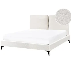 Beliani MELLE - Tweepersoonsbed - Gebroken wit - 140 x 200 cm - Bouclé Outlet