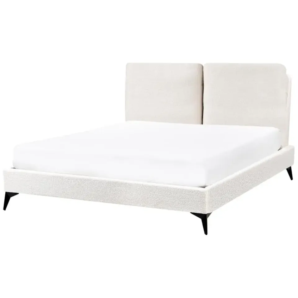 Beliani MELLE - Tweepersoonsbed - Gebroken wit - 140 x 200 cm - Bouclé Outlet