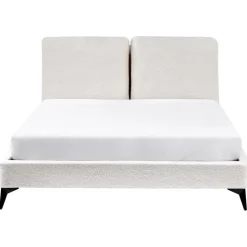 Beliani MELLE - Tweepersoonsbed - Gebroken wit - 140 x 200 cm - Bouclé Outlet