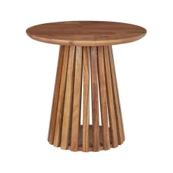 Beliani MESILLA - Ronde salontafel - Donkerhout - Acaciahout Discount