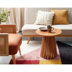 Beliani MESILLA - Ronde salontafel - Donkerhout - Acaciahout Discount