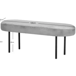 Nordlys Metalen bank met zwarte fluwelen bekleding New