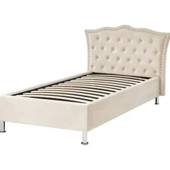 Beliani METZ - Bed met opbergruimte - Beige - 90 x 200 cm - Fluweel Best