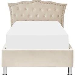 Beliani METZ - Bed met opbergruimte - Beige - 90 x 200 cm - Fluweel Best