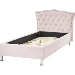 Beliani METZ - Eenpersoonsbed - Roze - 90 x 200 cm - Fluweel Hot
