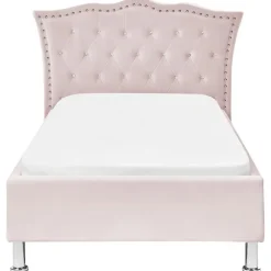 Beliani METZ - Eenpersoonsbed - Roze - 90 x 200 cm - Fluweel Hot