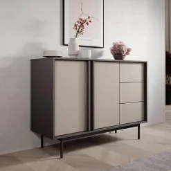 Meubella - Antigo - Dressoir - Beige/Antraciet - 123x43x87 cm Online