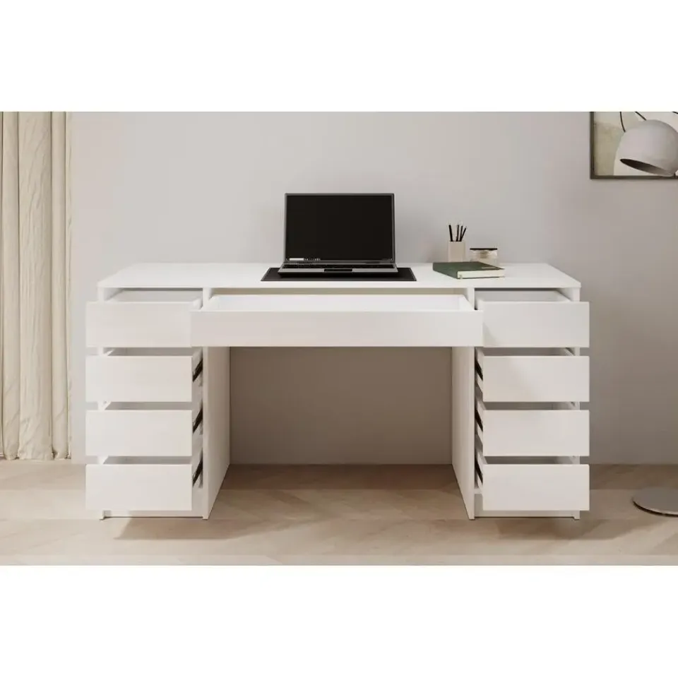 Meubella - Bureau Avio 2 - Wit hoogglans - 154 cm Sale