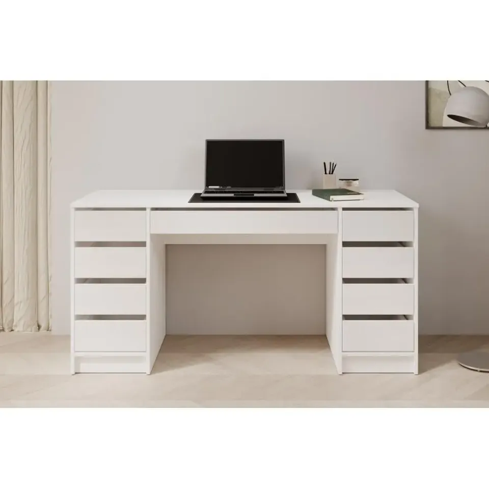 Meubella - Bureau Avio 2 - Wit hoogglans - 154 cm Sale