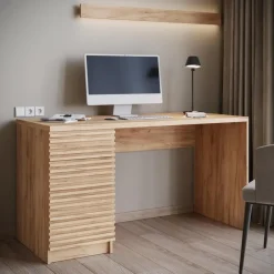 Meubella - Bureau Bergamo - Eiken - 140 cm Discount