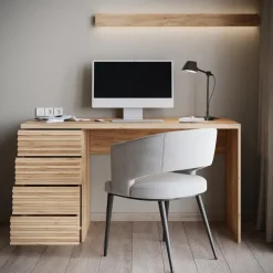 Meubella - Bureau Bergamo - Eiken - 140 cm Discount