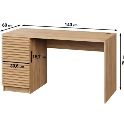 Meubella - Bureau Bergamo - Eiken - 140 cm Discount