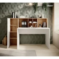 Meubella - Bureau Elze - Eiken - Wit - 158 cm Clearance