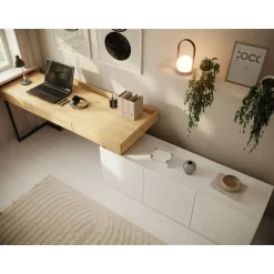 Meubella - Bureau Floren - Eiken - 3 lades New