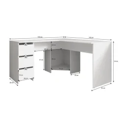 Meubella - Bureau Fuenta - Wit - 142 cm