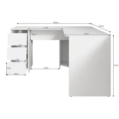 Meubella - Bureau Fuenta - Wit - 142 cm