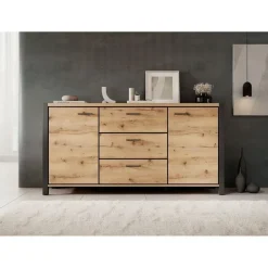 Meubella - Dressoir Acapulco - Eiken - Zwart - 180 cm Clearance