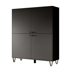 Meubella - Dressoir Apula - Antraciet - 124 cm - Dicht Discount