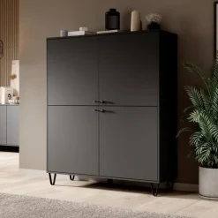 Meubella - Dressoir Apula - Antraciet - 124 cm - Dicht Discount