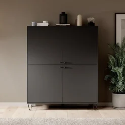 Meubella - Dressoir Apula - Antraciet - 124 cm - Dicht Discount