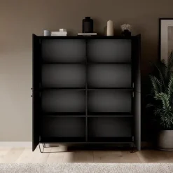 Meubella - Dressoir Apula - Antraciet - 124 cm - Dicht Discount