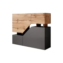 Meubella - Dressoir Canberra - Eiken - Antraciet - 120 cm Outlet