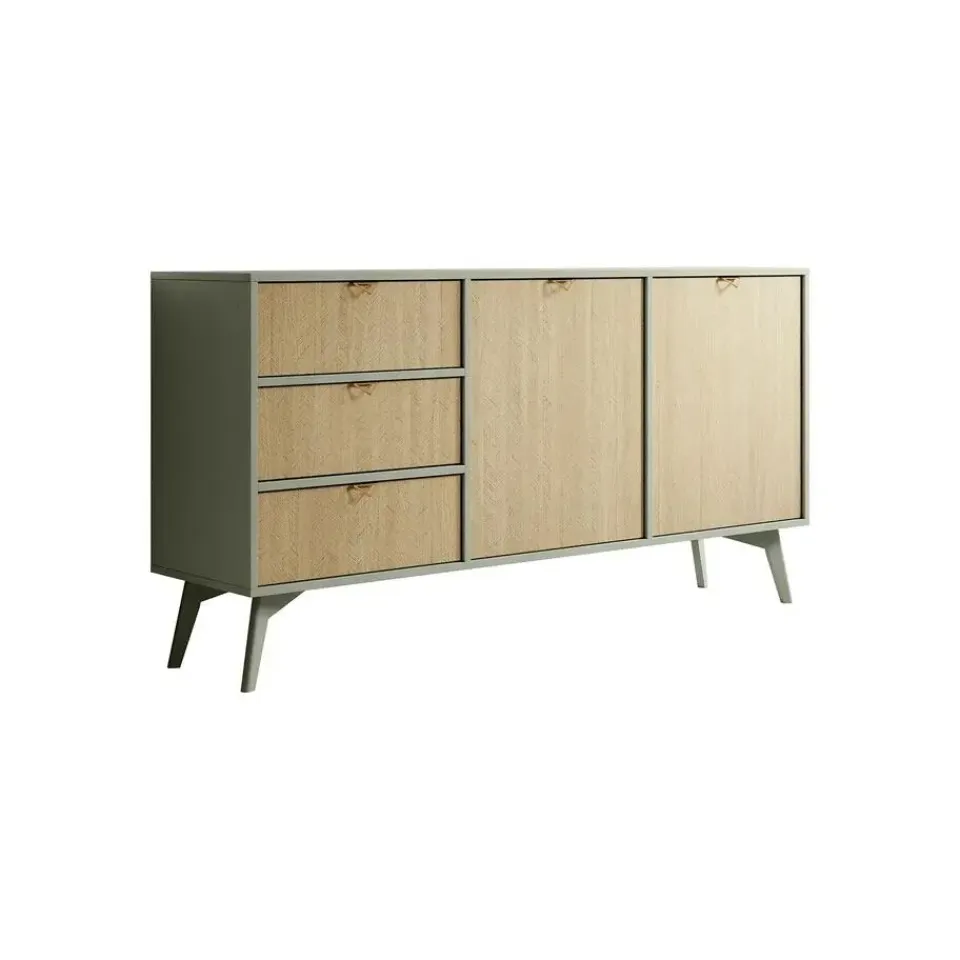 Meubella - Dressoir Essence - Groen - Licht eiken - 158 cm Online
