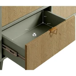 Meubella - Dressoir Essence - Groen - Licht eiken - 158 cm Online