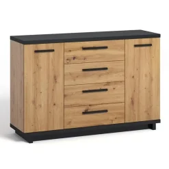 Meubella - Dressoir Incala - Eiken - Zwart - 135 cm Sale