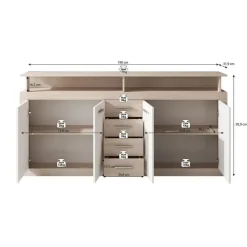 Meubella - Dressoir Lavina - Old wood - Antraciet - 190 cm Clearance