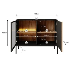 Meubella - Dressoir Legend - Mat zwart - Eiken - 104 cm Outlet
