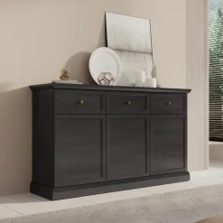 Meubella - Dressoir Leroy - Zwart eiken - 146 cm New