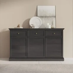 Meubella - Dressoir Leroy - Zwart eiken - 146 cm New