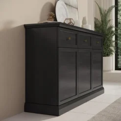 Meubella - Dressoir Leroy - Zwart eiken - 146 cm New