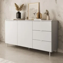 Meubella - Dressoir Malvare - Wit - 150 cm - Met lades Best