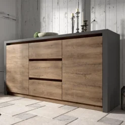 Meubella - Dressoir Monaco - Eiken - Grijs - 140 cm Sale