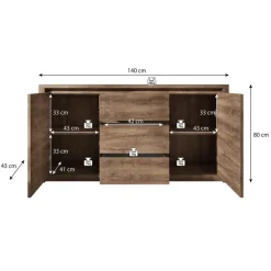 Meubella - Dressoir Monaco - Eiken - 140 cm Best