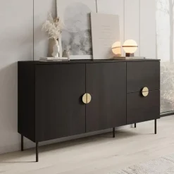 Meubella - Dressoir Monor - Zwart eiken - 160 cm Hot