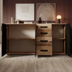 Meubella - Dressoir Montreal - Grijs - Old wood - 160 cm Hot