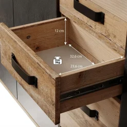 Meubella - Dressoir Montreal - Grijs - Old wood - 160 cm Hot