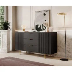 Meubella - Dressoir Nicola - Mat zwart - 150 cm Online